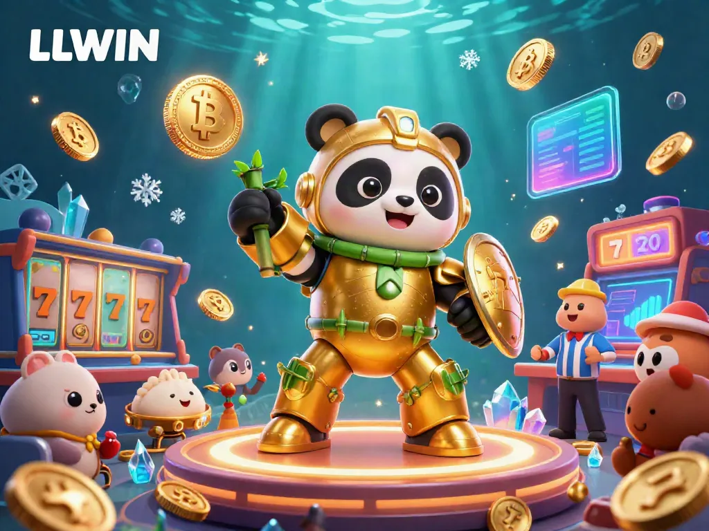 Experience thrills with LLWIN's engaging 3D casino scene featuring unique slot elements and vibrant characters.