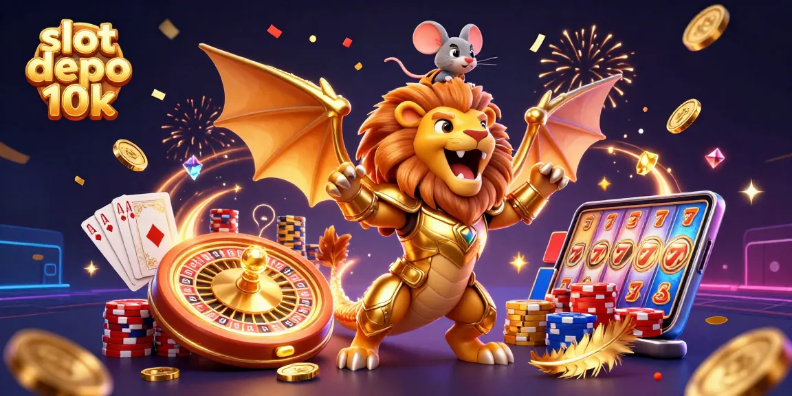Experience thrills with slot depo 10k, a dynamic scene showcasing winning potential in slots.