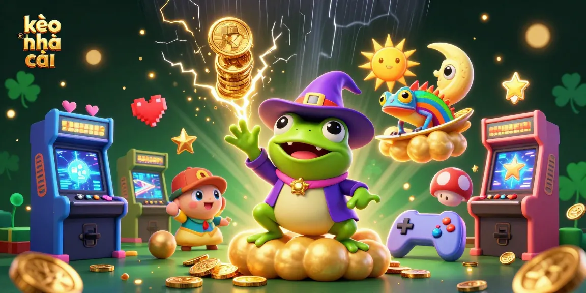 Engage with kèo nhà cái in a vibrant 3D casino scene filled with animated characters and gold.