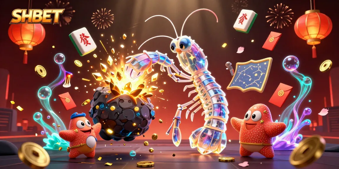Engage with SHBET's dynamic online gaming environment featuring a galactic samurai and treasure bursting from asteroids.