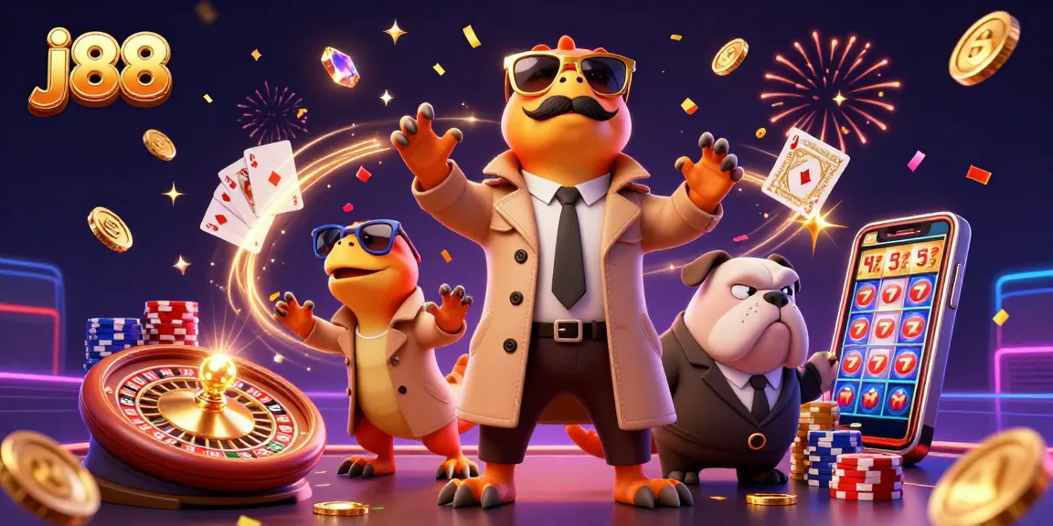 Experience high-stakes fun with j88 as three raptors cleverly disguise themselves at a casino.