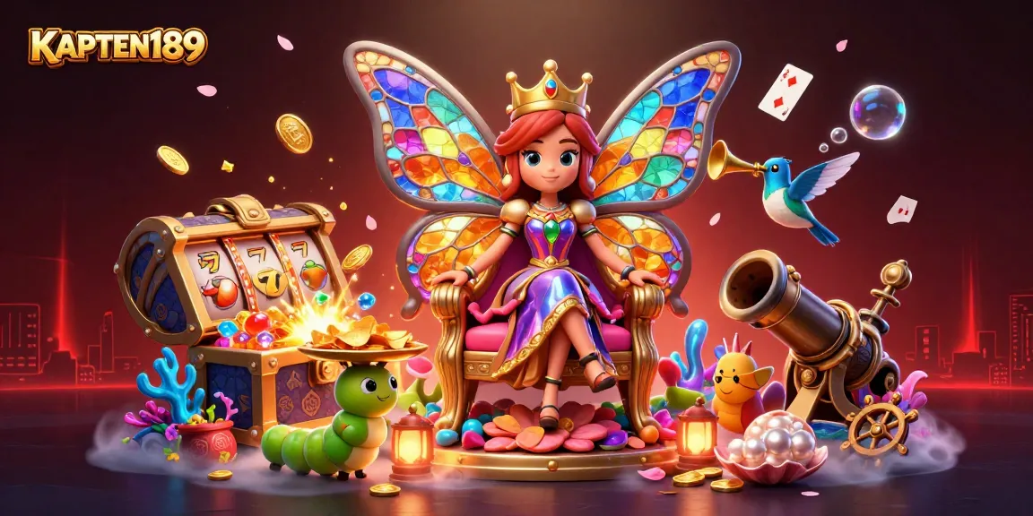 KAPTEN189 memainkan slot online dengan karakter unik dan elemen permainan yang berwarna-warni.