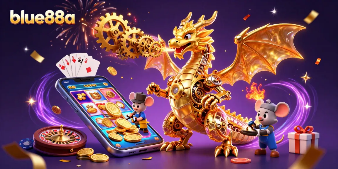 Engage with dynamic gameplay at blue88a featuring slots and casino elements in an immersive scene.
