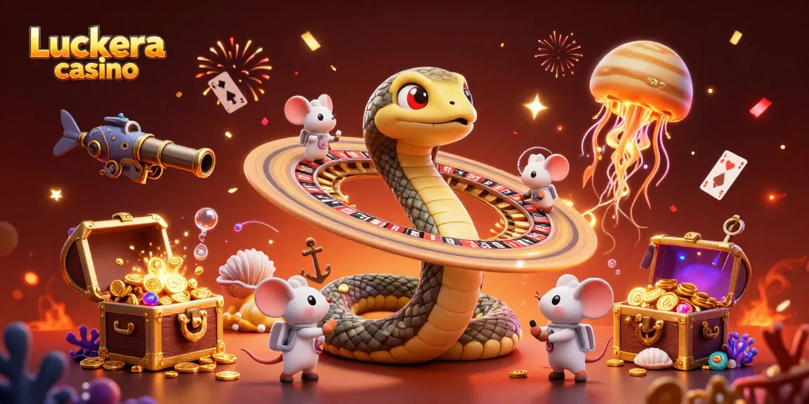 Bet on bright games at Luckera casino with cosmic characters amidst underwater treasures.
