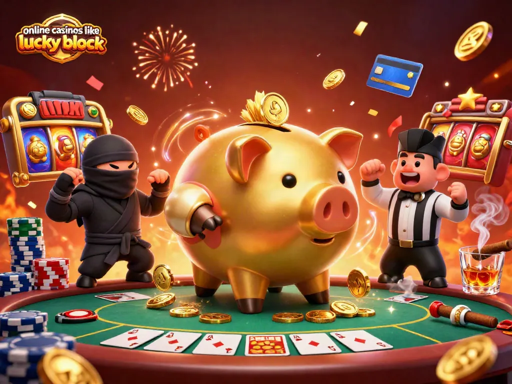 Experience the thrill of online casinos like lucky block with playful characters and vibrant gambling elements.