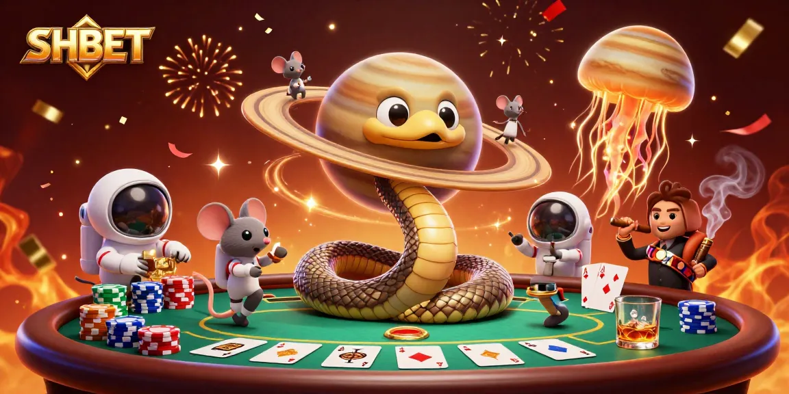 Experience thrilling betting at SHBET with a cosmic casino scene featuring unique characters and vibrant elements.