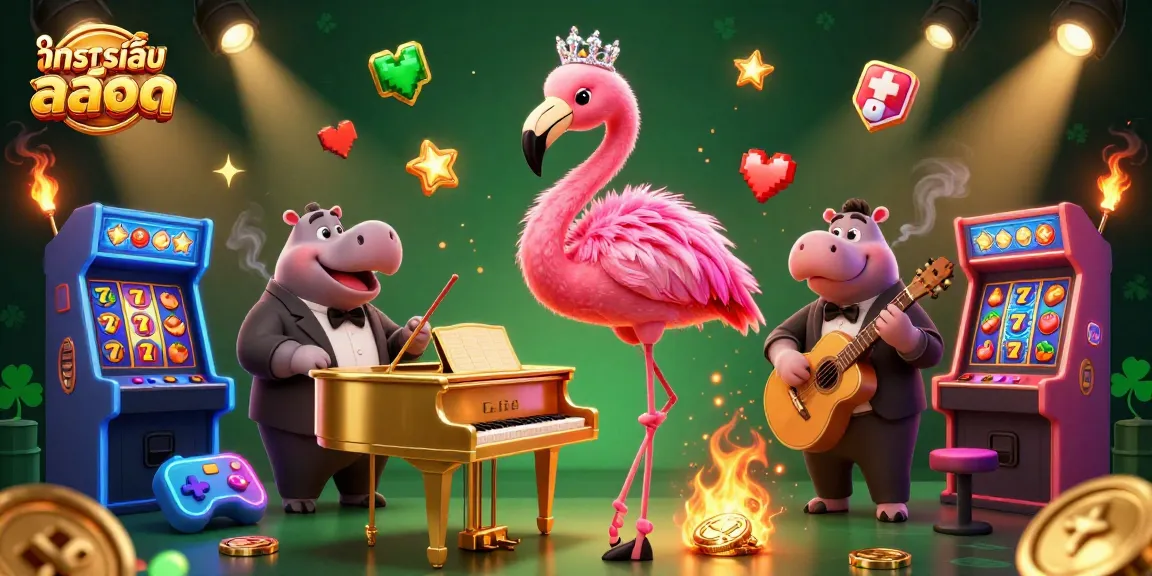 Experience ทดลองเล่นสล็อต with vibrant 3D characters and captivating casino elements in a dynamic scene.