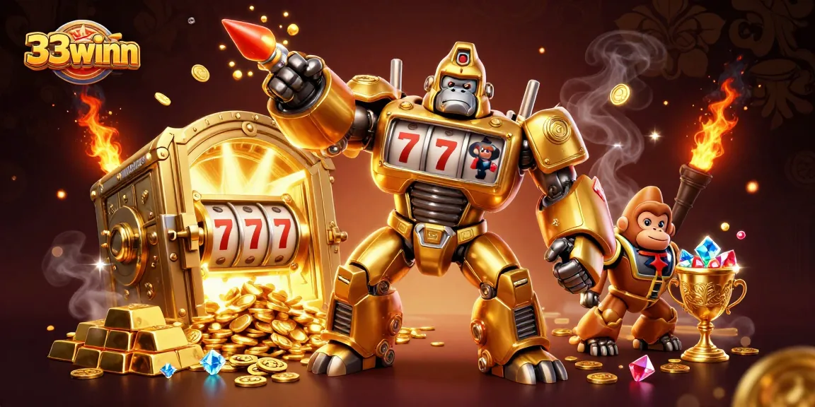Engage with 33winn's unique online gambling experience featuring dynamic jackpot scenes and lively characters.
