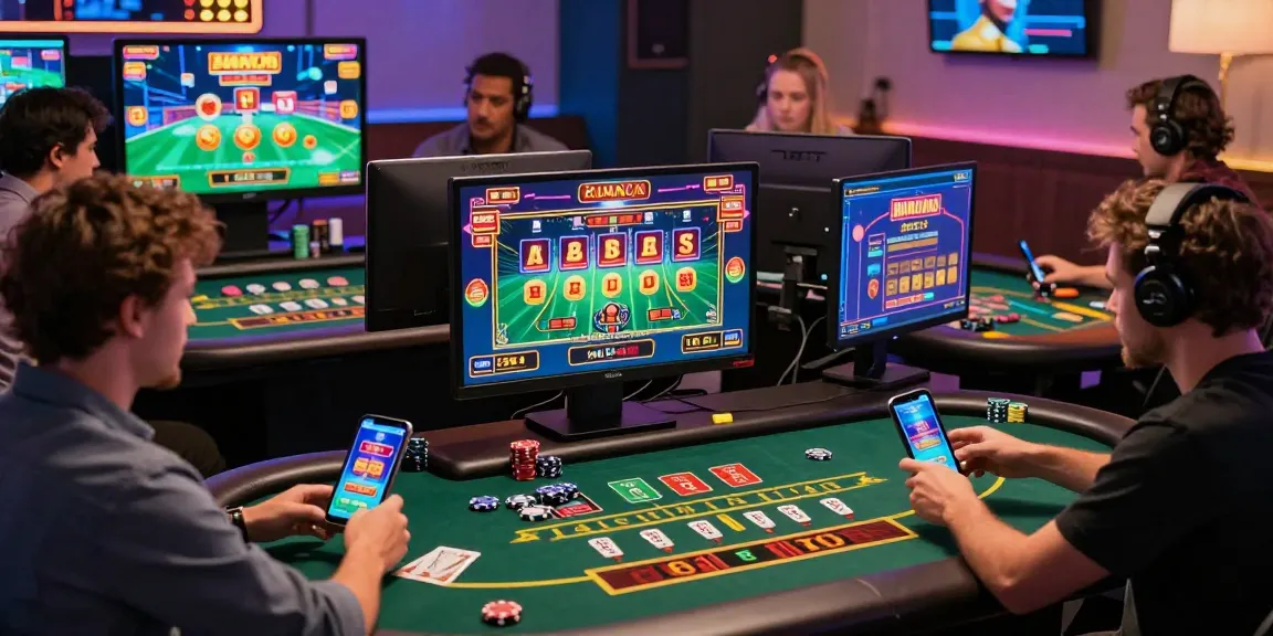 Players enjoying various games at non UK online casinos like https://dsam.org.uk with vibrant graphics and engaging features.