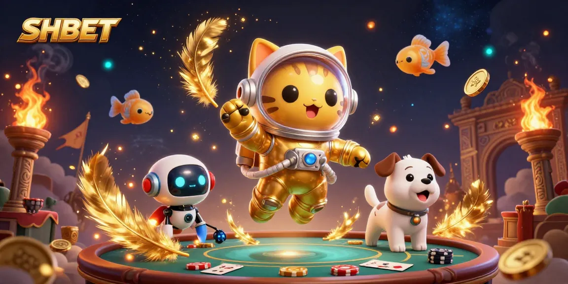 Place bets at SHBET's immersive casino experience with vibrant characters and gaming elements.
