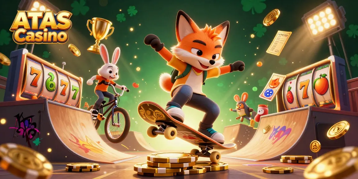 Experience the thrill of ATAS Casino with vibrant gaming elements and dynamic characters.