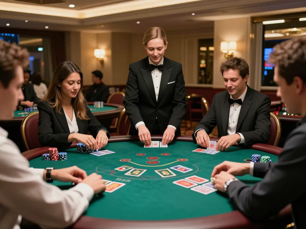 MIG8 players engaging in blackjack, showcasing excitement and strategy in a vibrant live casino atmosphere
