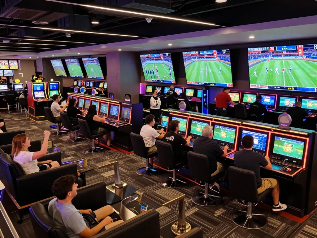 hm88 betting excitement in a modern sportsbook with live events and cheering fans