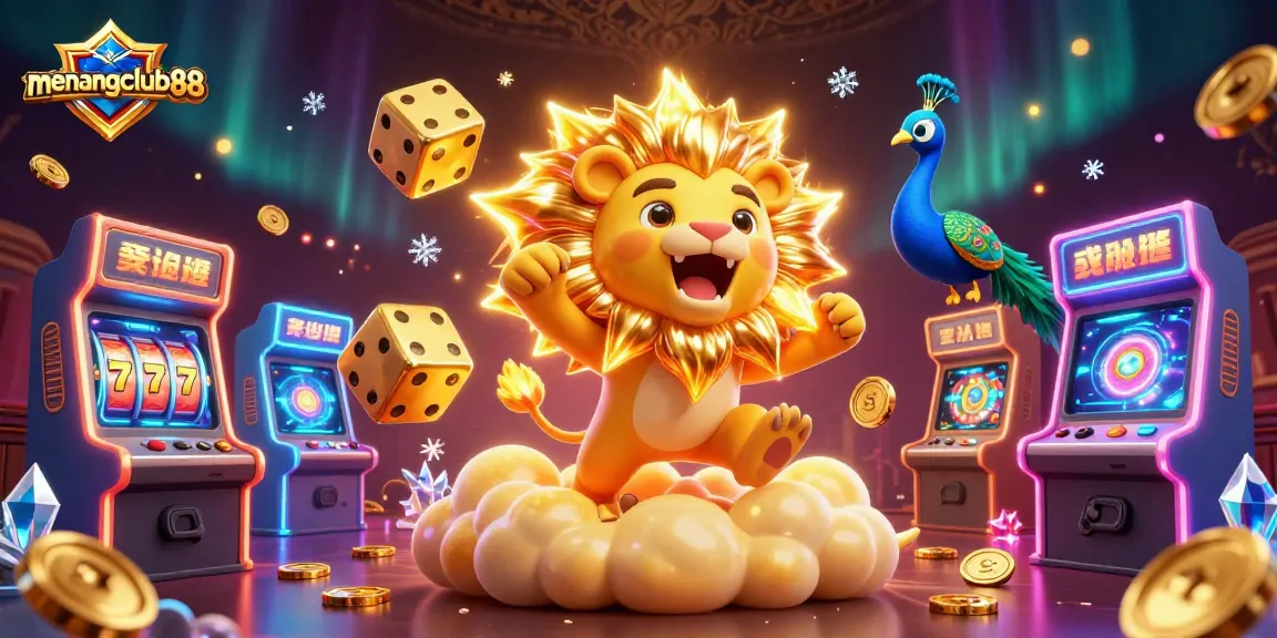 Experience the thrill with menangclub88 in a vibrant casino-themed illustration.