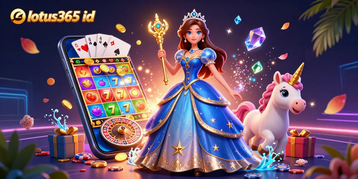 Engage with the lotus365 id in a thrilling 3D casino scene featuring enchanting characters and vibrant gaming elements.