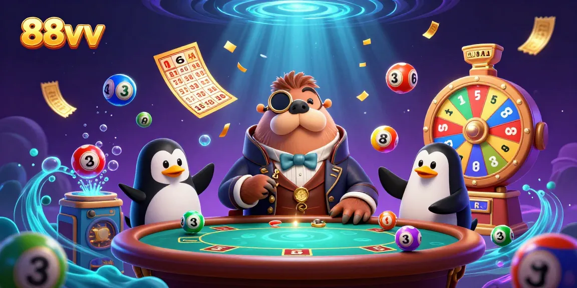 Experience thrilling gaming action at 88vv with a jolly walrus at a poker table.
