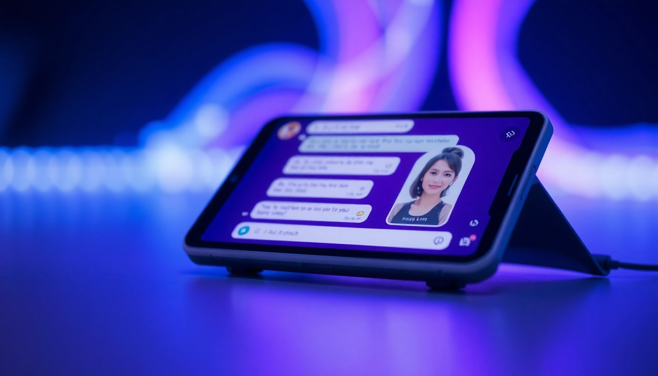 Engaging conversation on a futuristic device screen, showcasing porn ai chat interactions.