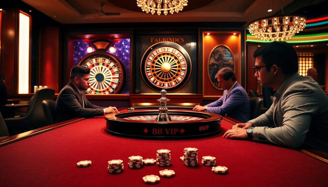 Experience the excitement of 68VIP at a lively poker table surrounded by luxury and high-stakes action.