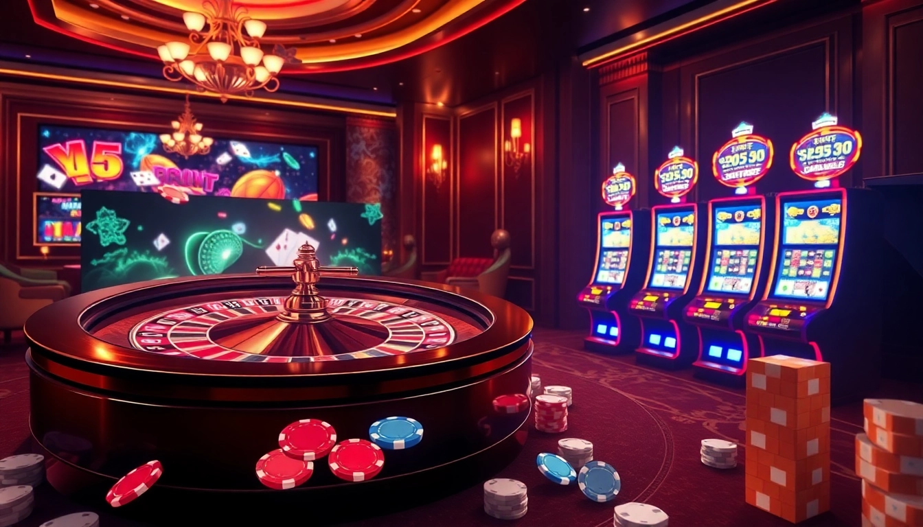 A thrilling online gambling scene featuring a virtual roulette wheel and "depo 25 bonus 29" promotion.
