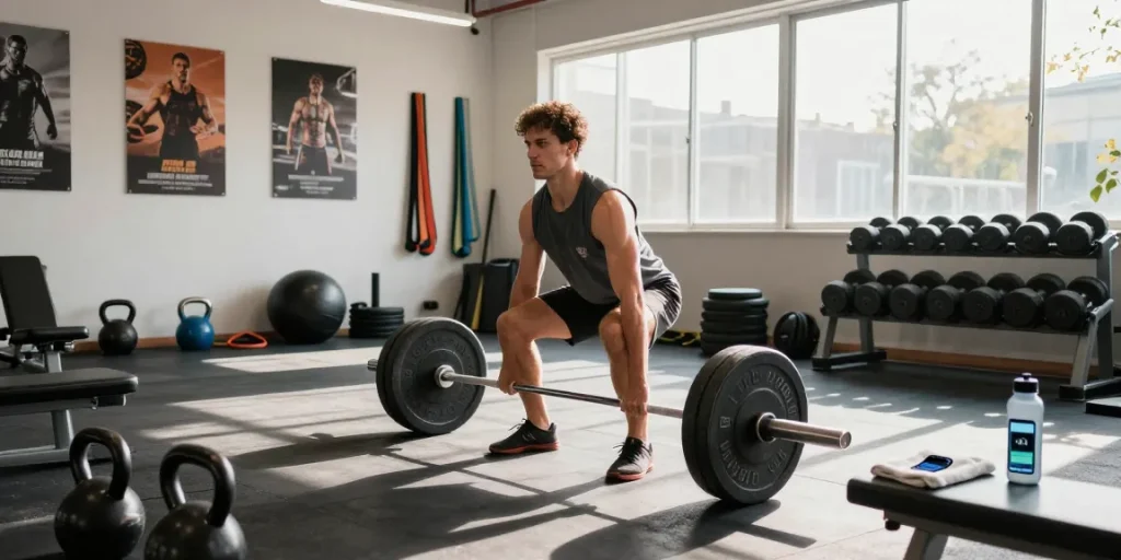 Astera Steroid Shop showcasing a fit individual lifting weights in a vibrant gym setting, highlighting strength training and fitness culture.