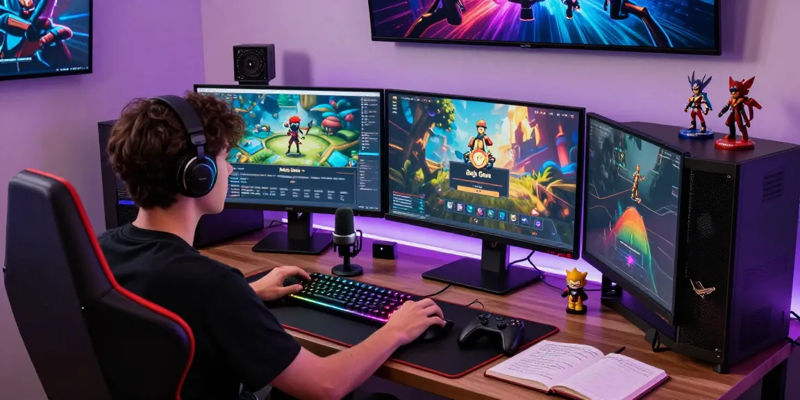 Raja Game login interface on a gaming setup with vibrant screens and accessories